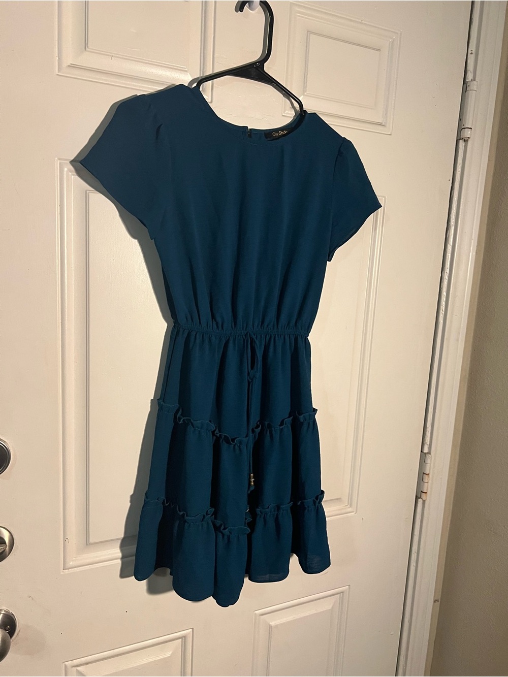 City Studio Teal Tiered Short-Sleeve Mini Dress